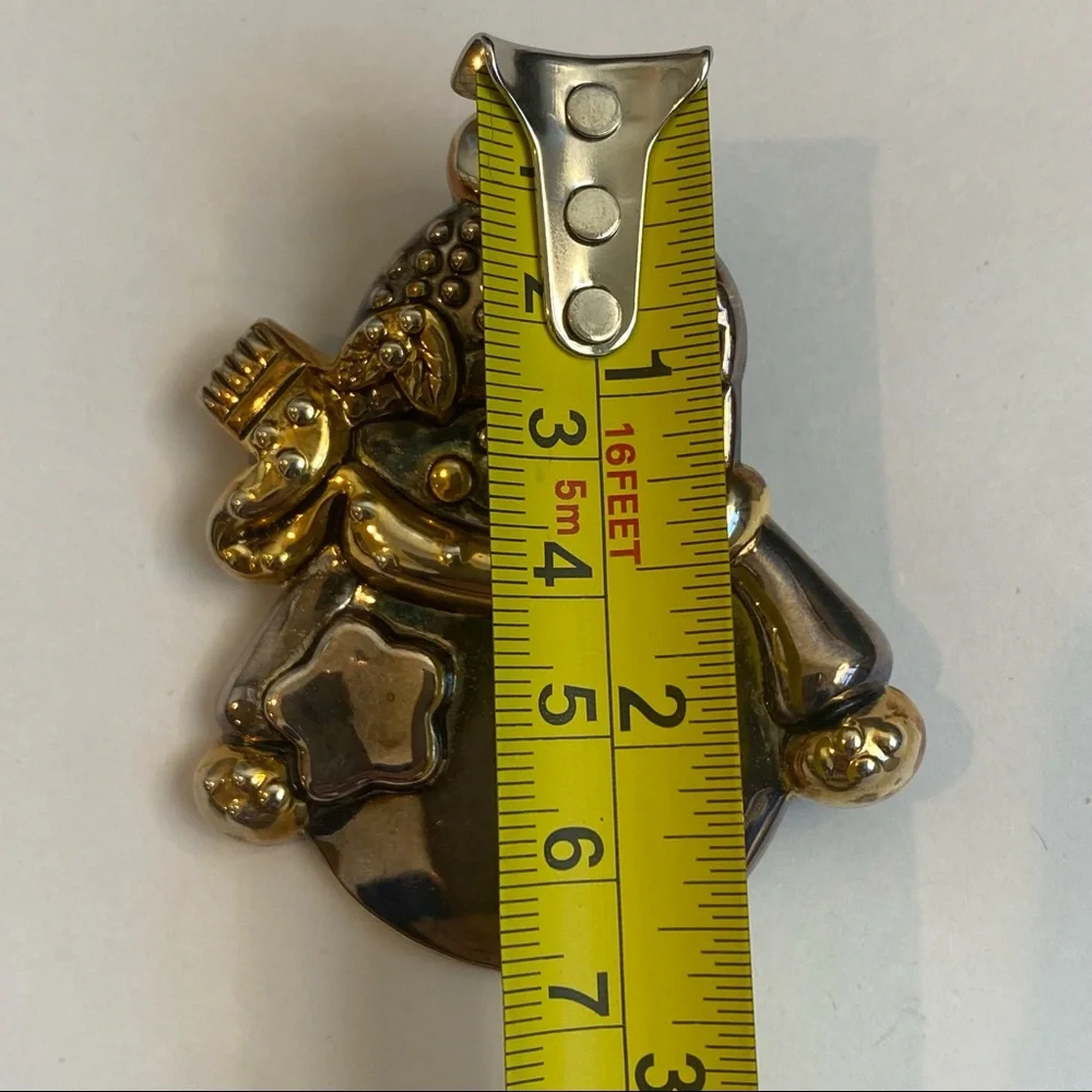 Vintage Best silver tone winter snowman‎ brooch lapel pin